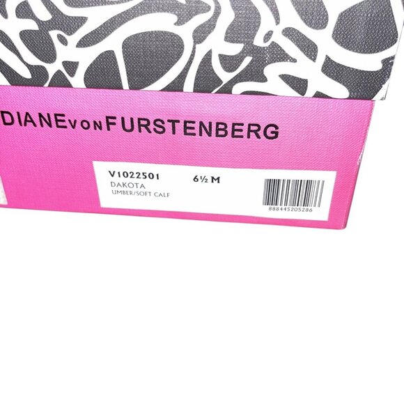 Diane Von Furstenberg (DVF) Umrer Brown Leather Cutout Platform Sandals - Picture 8 of 8